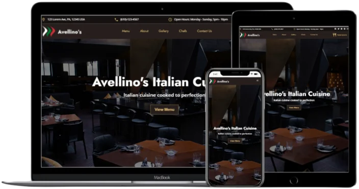 restaurant  website home page image